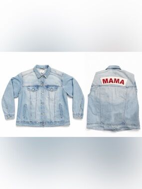 NWT Isabel Maternity Denim Jacket “MAMA” Back Patch - L